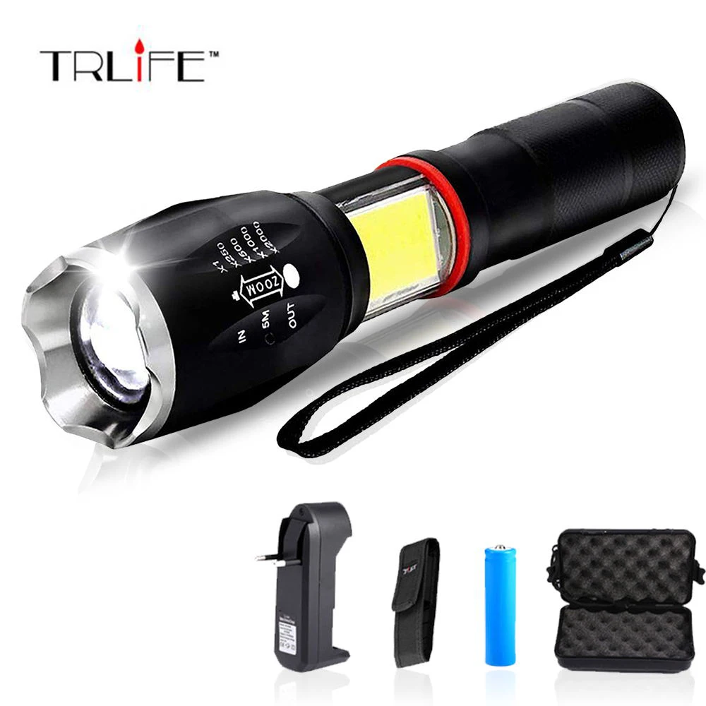 

Multifunction Led flashlight 8000 Lumens T6/L2 Torch Hidden COB Design Flashlight Tail Super Magnet Design for Camping Hiking
