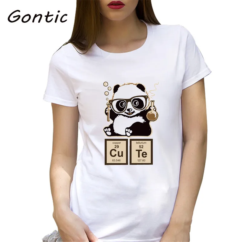 Chemistry panda открытая Милая рубашка с забавным принтом летние топы женские коротким