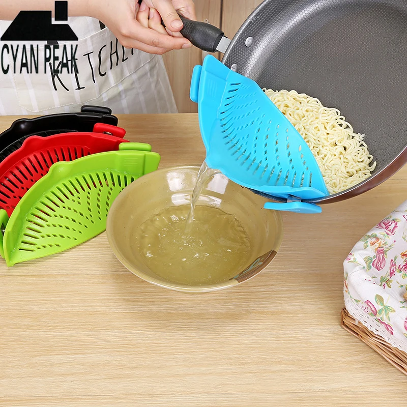 

Silicone Pot Pan Bowl Funnel Strainer Kitchen Accessories Gadgets Washing Colander Kitchen Colander Rice Washer Home Tools