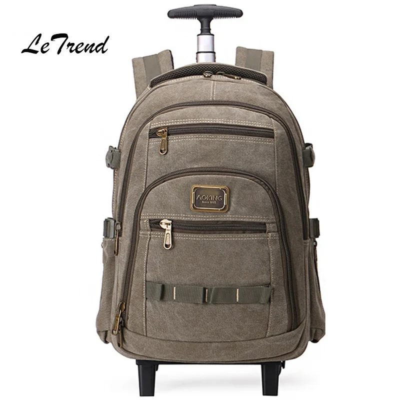 Letrend бизнес дорожная сумка большой емкости чемоданы колеса Мужчины плеча рюкзак тележка для багажа на колесах носить на багажнике - Цвет: 18 inch green