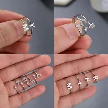 Модное кольцо ручной работы с именем A-Z для женщин и девочек, корейский Серебряный Кристалл, кольцо с буквами, ювелирные изделия, Прямая поставка