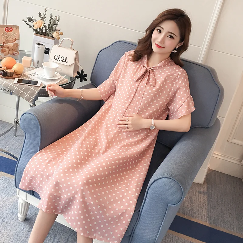 

Maternity Clothing Polka Dot Pregnancy Dress Dot 2018 Fashion Chiffon Pregnancy Clothes For Pregnant Women Premama