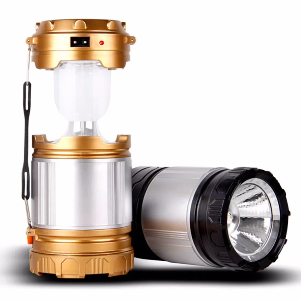 YL LED Portable Lantern 2 in 1 Solar Power Portable Flashlight Shockproof Home Garden Night Light for Hiking Camping Hurricane