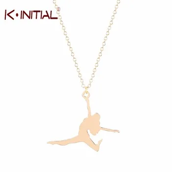 1Pcs Gold Silver Ballet Dance Girl Necklaces Dancing Ballerina Ballet Dance Pendant Necklace Charm Fashion Jewelry choker collar
