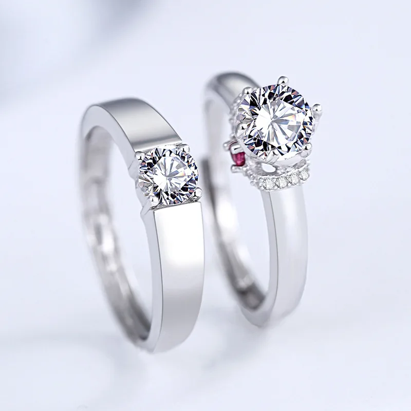 

2017 new fashion high quality 100% 925 sterling silver open men and women ring simple creative couple engagement ring