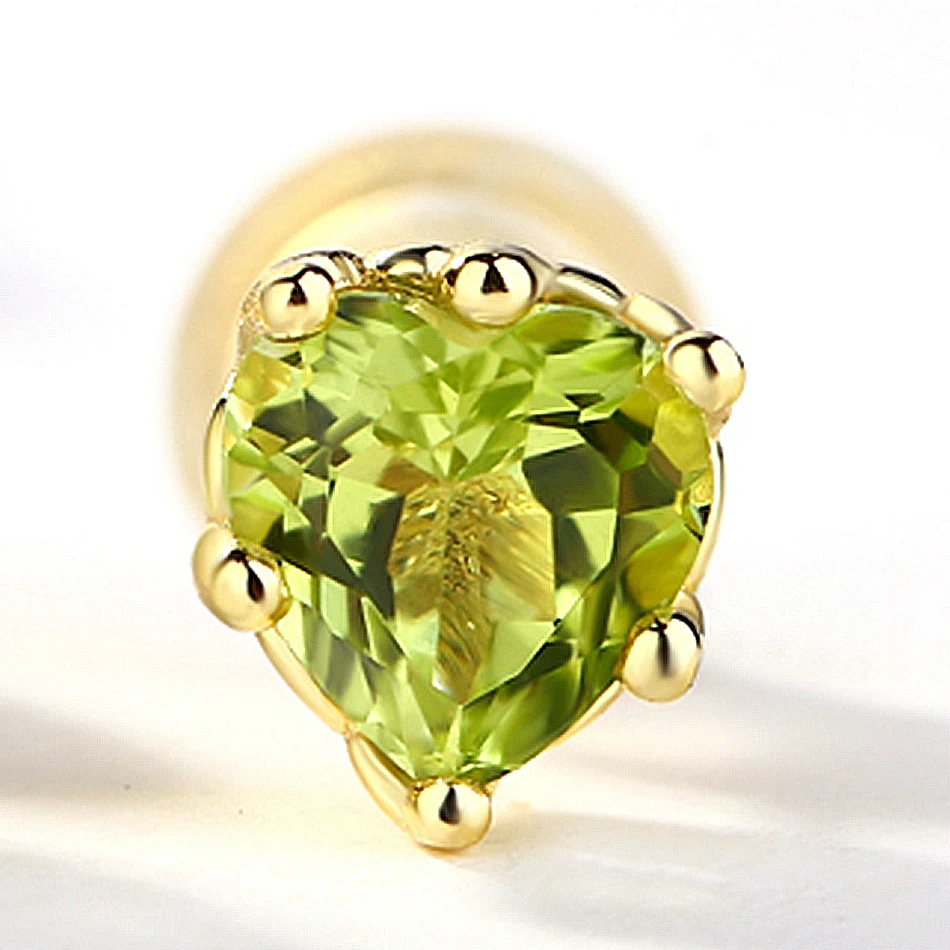 ALLNOEL Heart Stud Earrings Luxury Green Gemstone Natural Peridot Earrings For Women Fine Jewelry Valentine's Day Engagement New (4)
