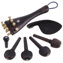 A Natrual ebony wood 4/4 violin accessories Set of 4PCS Pegs, chinrest Chin Rest, End Pin,4PCS Fine Golden Tuners,Tail Gut