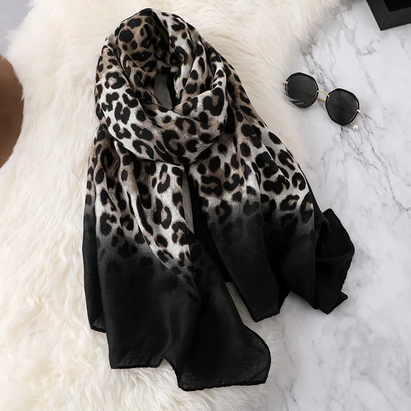 Большой Летний Пляжный шейный платок с леопардовым принтом женские шарфы шали и палантины хиджаб шаль 90x180 см - Цвет: leopard 3