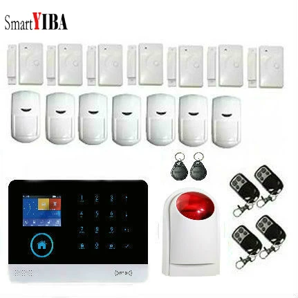 

SmartYIBA Android IOS APP Control Wireless Home Security GSM Alarm System Wireless Flash Strobe Siren Metal remote controller