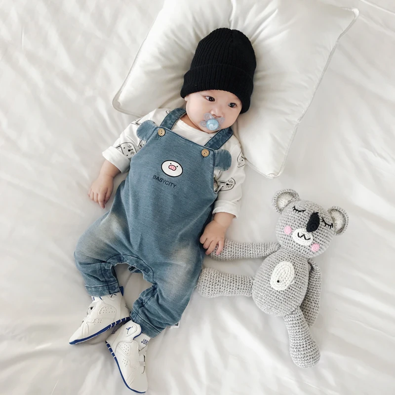 Baby Diaper Bib Pants Casual Fall Pig Bear Pant Boys Girls Long Jeans