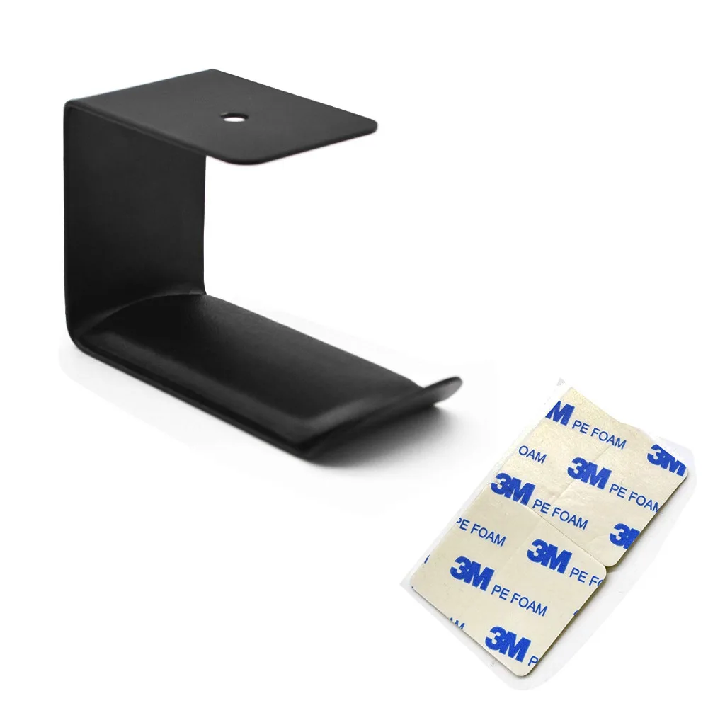 Headphones Stand Hanger Hook Aluminum Stick On 3M Adhesive Under Desk Headsets Holder Mount for All Headphones Black 