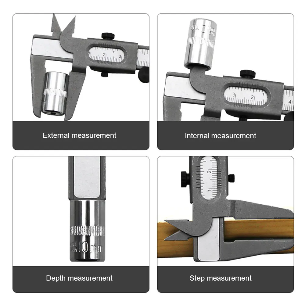 Штангенциркуль Vernier практичный измеритель масштаба серебро 0,01 мм части металлический штангенциркуль циферблат гладкий, нержавеющая сталь Калибр