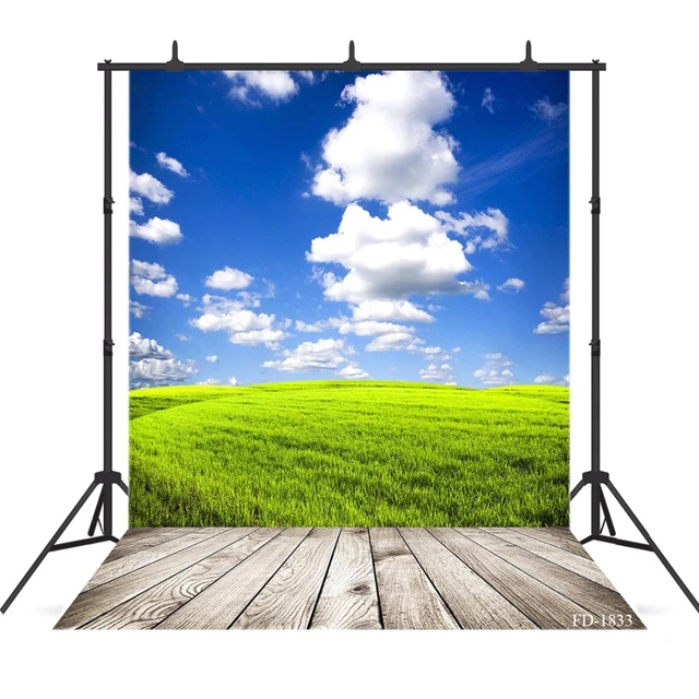 Blue Sky Cloud Grass Wooden Floor Photography Background For Photo Shoot  Props Child Portrait Vinyl Cloth Backdrop Photocall - Backgrounds -  AliExpress