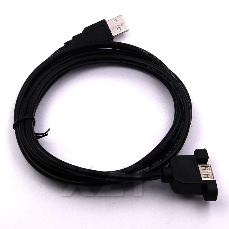 

1pcs USB 2.0 Male to Female Extension Cable with Screw Panel Mount M/F 30cm 50cm 1m 1.5m connector adapter cord Black NEW