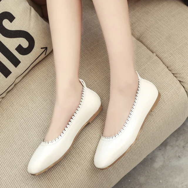 Spring Women Ballet Flats Wear Slip on Flat Shoes Ladies Patent Leather