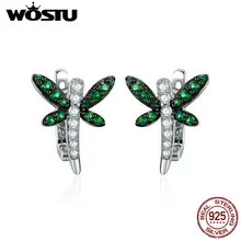 WOSTU Популярные 925 пробы серебряные серьги-гвоздики со стрекозой для женщин ювелирные изделия из стерлингового серебра Brincos CQE186