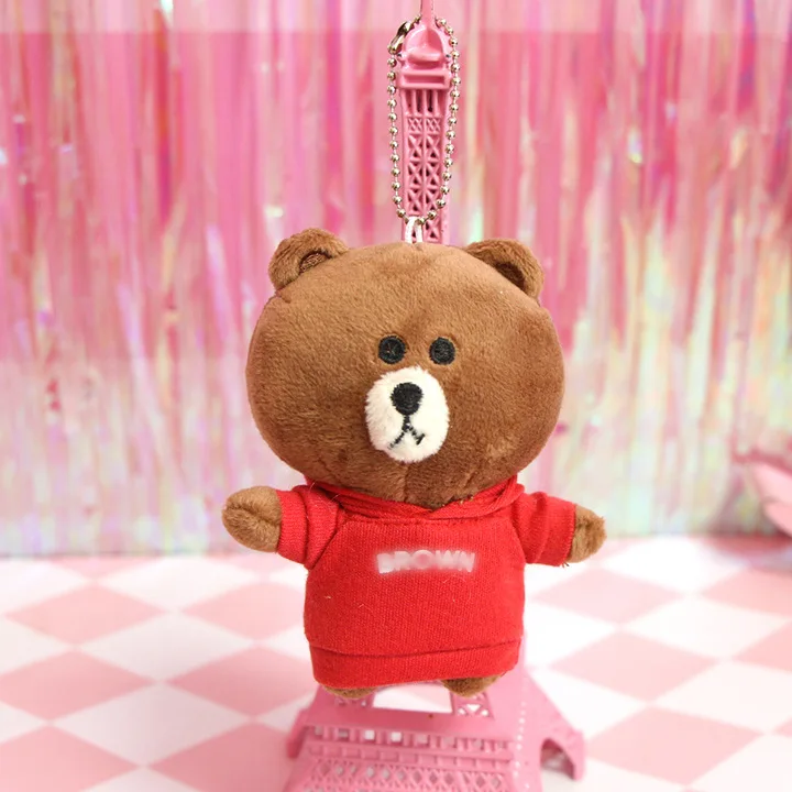 Стиль коричневый Медведь Кролик Кони плюшевый брелок игрушка свитер медведь подарок кукла сумка кулон милый мультфильм подарок для девочки - Цвет: 11cm red brown