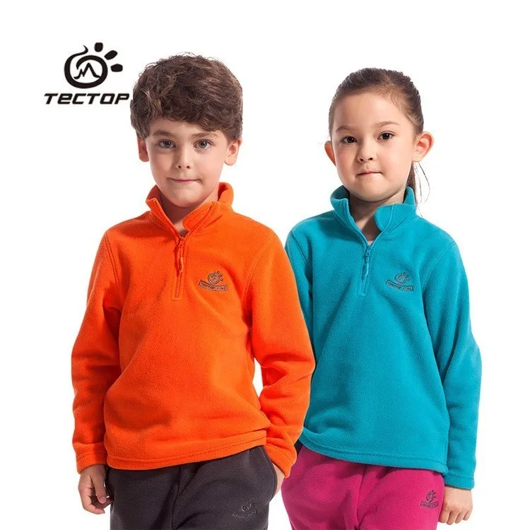 

Tectop Children Fleece Jacket Child Outdoor Windproof Coat Jackets Pullover Half Zip Top Boys Girls Winter Warm Clothing Orange