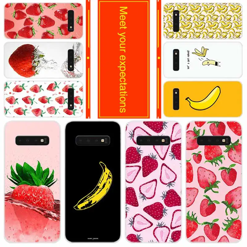 Soft Case For Samsung Galaxy S21 S20 S11 S10 S9 S8 Plus Cover S7 Edge S10e Ultra Strawberry banana | Мобильные телефоны и