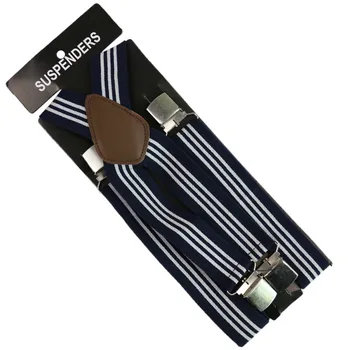 

Winfox Fashion 3.5cm Wide Men's Women 4 Clip-on Braces Elastic Suspender Striped Mix Suspenders