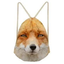 THIKIN Galaxy с принтом лисы рюкзак на шнурке для молодежной девочки милый 3D животное Повседневная дорожная сумка рюкзак подростковый рюкзак