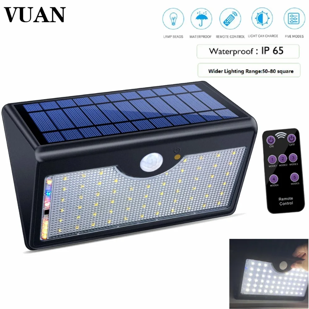 

Upgraded Version Solar Lights Outdoor with Remote Control 60 LED Wireless Waterproof Solar Motion Sensor Light for Garden Pathwy