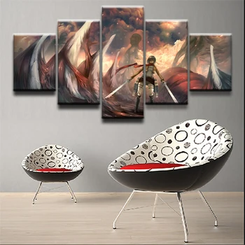 

Modern Canvas Painting Decor Pictures 5 Pieces Attack on Titan Mikasa Ackerman Home Decor Wall Art Artwork Animation Poster