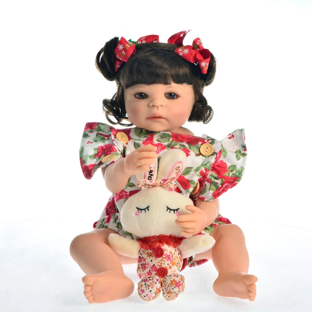 Лидер продаж 22 "55 см Силиконовые всего тела Reborn Baby Doll игрушка для девочки принцессы Детская игрушка одежда розовый комбинезон детей подарок