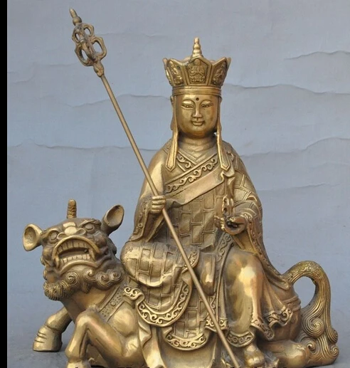 

6601+++9" tibet buddhism Brass Ksitigarbha Bodhisattva Hades Leader ride beast Statue