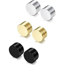 Горячая Мода Для мужчин Для женщин Магнитная черный, серебристый цвет золото Нержавеющая сталь круглый магнит-пирсинг клип на Поддельные штангой серьги