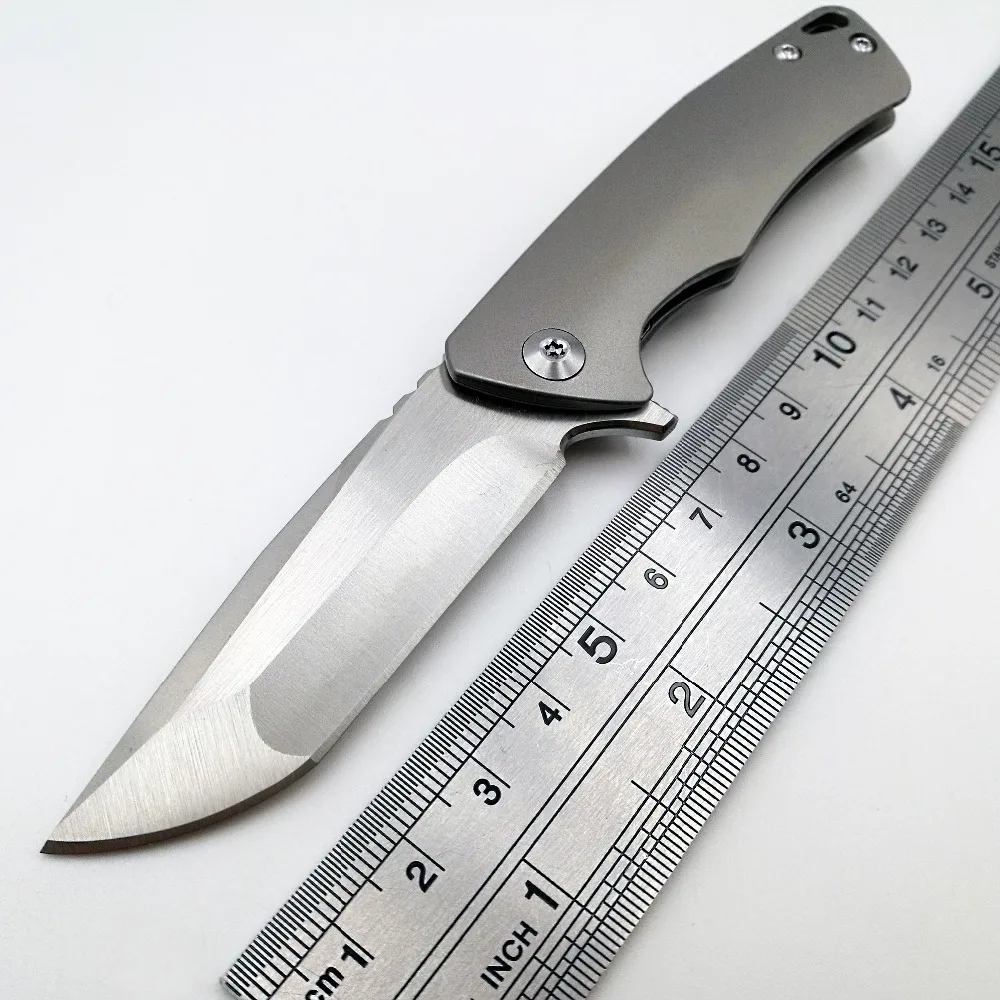 JSSQ Pocket Folding Knife D2 Blade TC4 Titanium Handle Flipper Tactical Knife Outdoor Camping Survival Hunting Knives EDC Tools