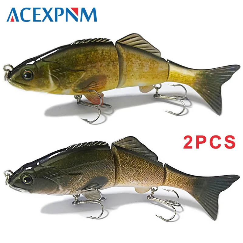 

2 PCS Hard Fishing Lure 3 Segments Multi Jointed Swimbait Lifelike Crankbait Sinking Wobblers Artificial Lure 50g 15cm