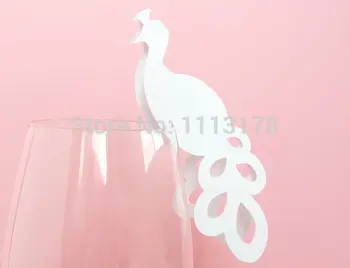 

Perching Peacock Shape Wine Glass Place Cards Setpc001