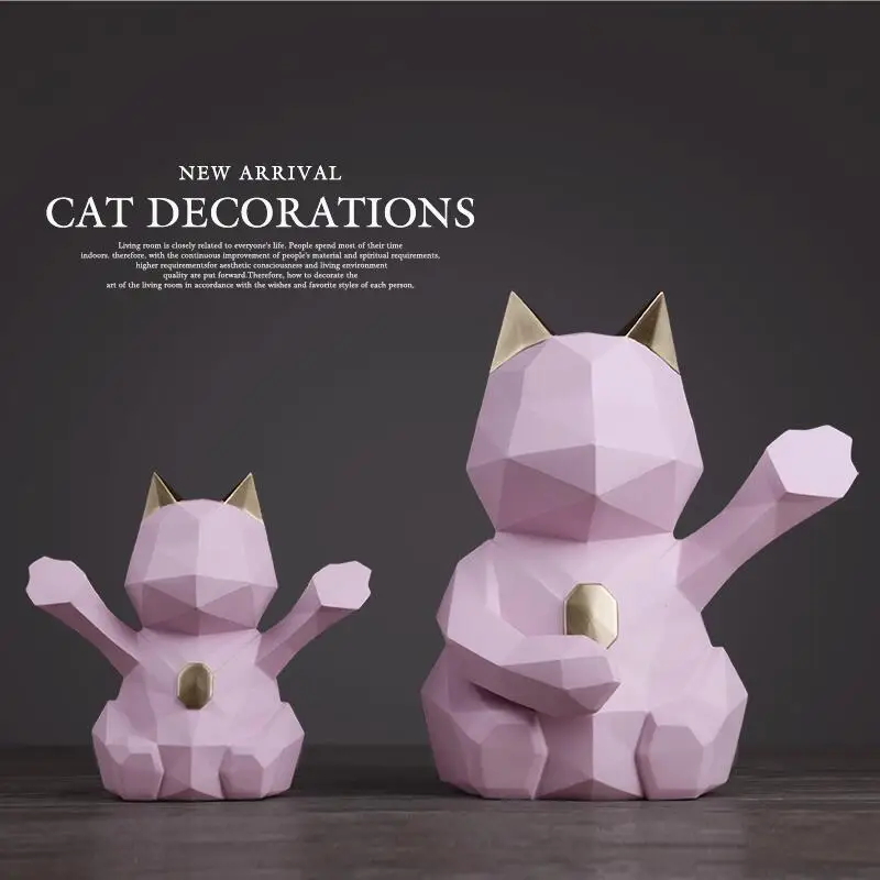Скандинавский 3D стерео геометрический Кот на удачу украшение полимерное для