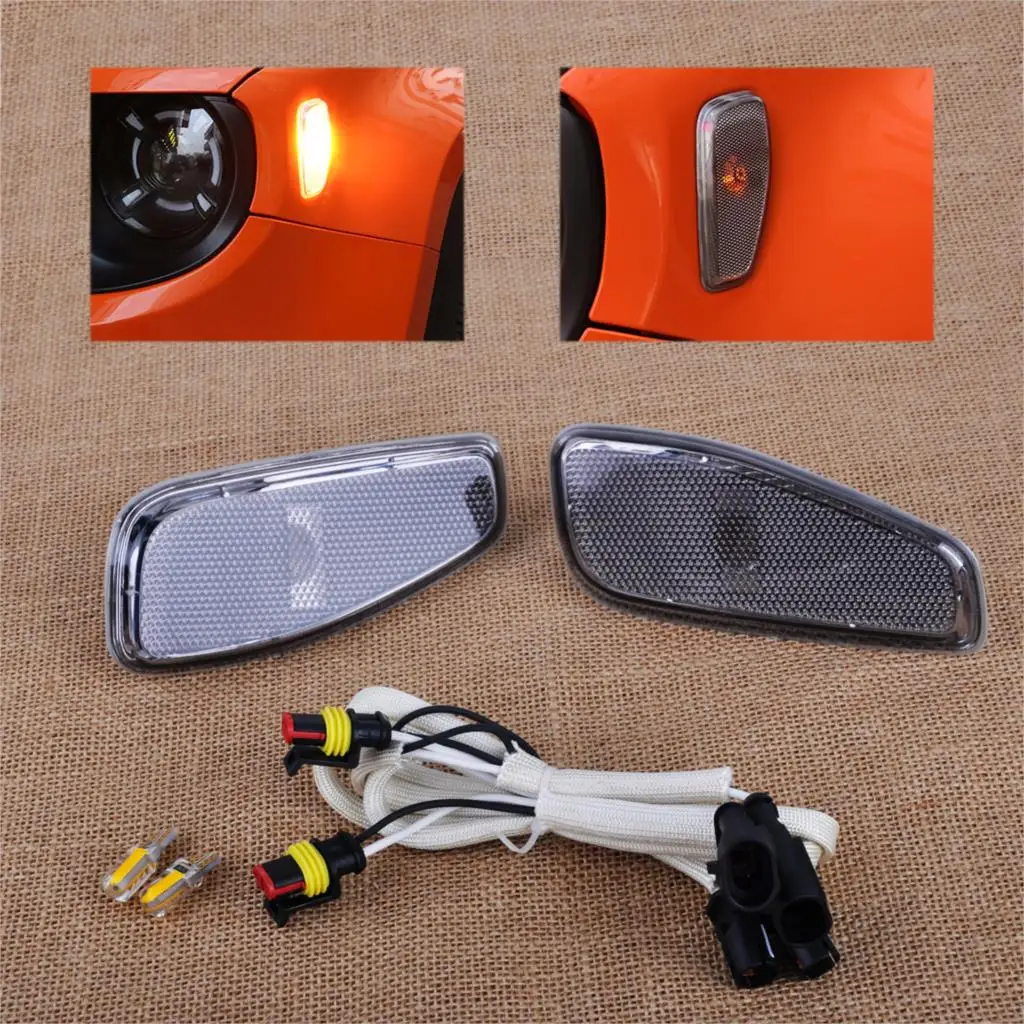 

CITALL 68256050AA 68256049AA 2PCS Side Marker Lamp Covers with LED Light Cable Fit for Jeep Renegade 2015 2016 Only LHD