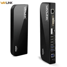 Wavlink 7 USB 3.0/2.0 Ports Universal Docking Station Dual Head Up to 1080P 2k HD Laptop Docking Station for Mac OS Windows US/