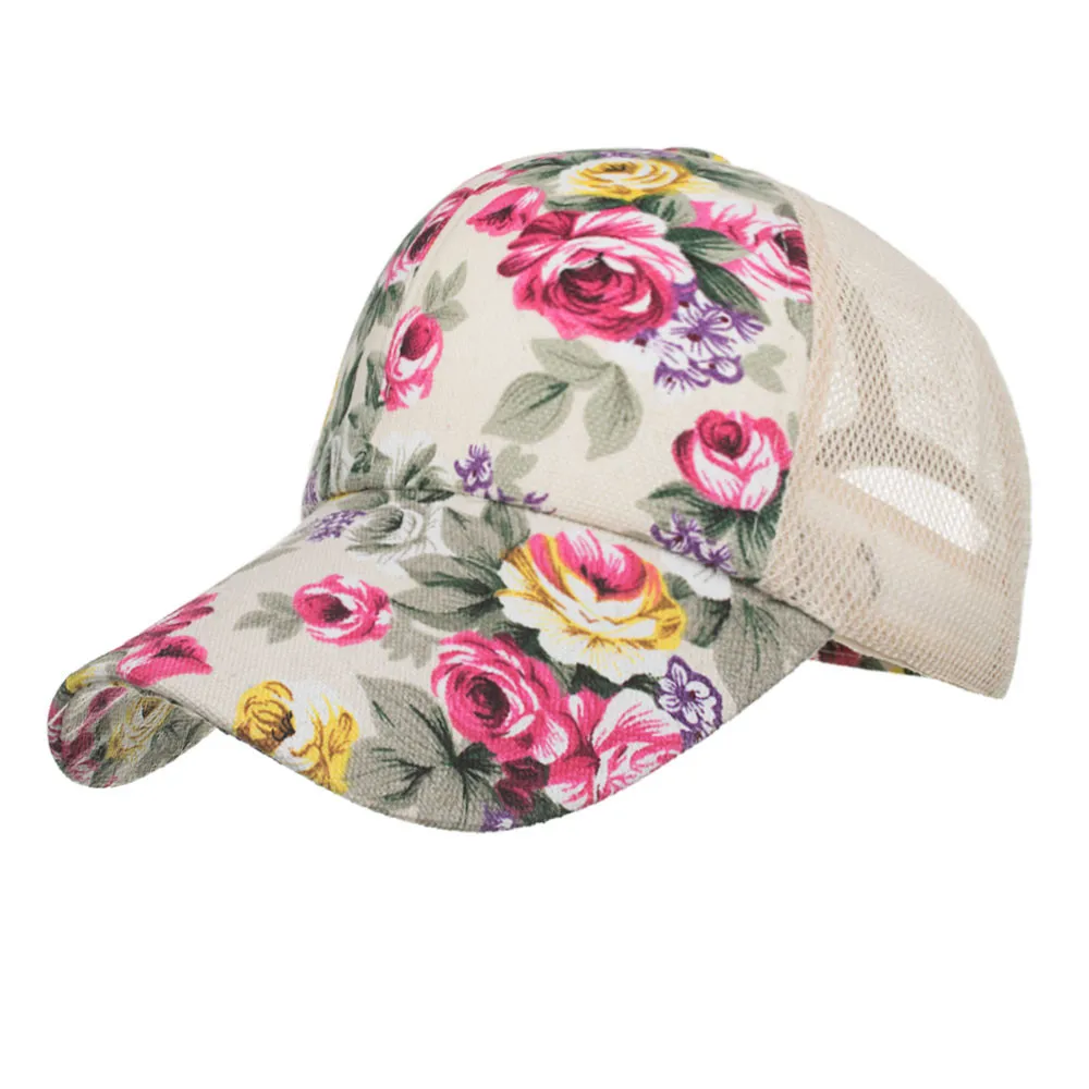 

Unisex Vintage Baseball running Cap Adjustable Floral Printed Mesh Trucker running Cap Hat