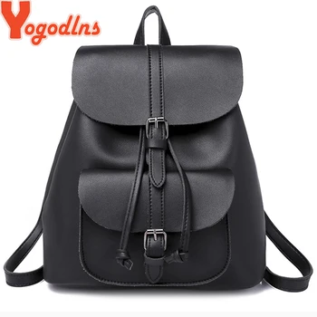 

Yogodlns Trendy Female Drawstring PU Leather Backpacks Teenage Girls Small School Bag High Quality travel bags Casual Rucksack