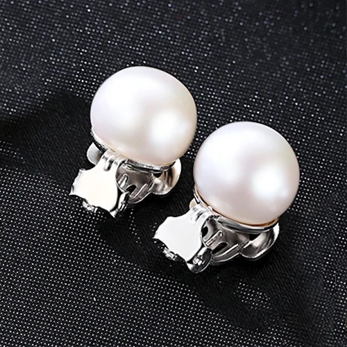 JOYMARK 4 Colors Freshwater Pearl Clip Earrings For Women Sterling Silver Ear Clip No Need Pierced Ears Fashion Jewelry JPSE048