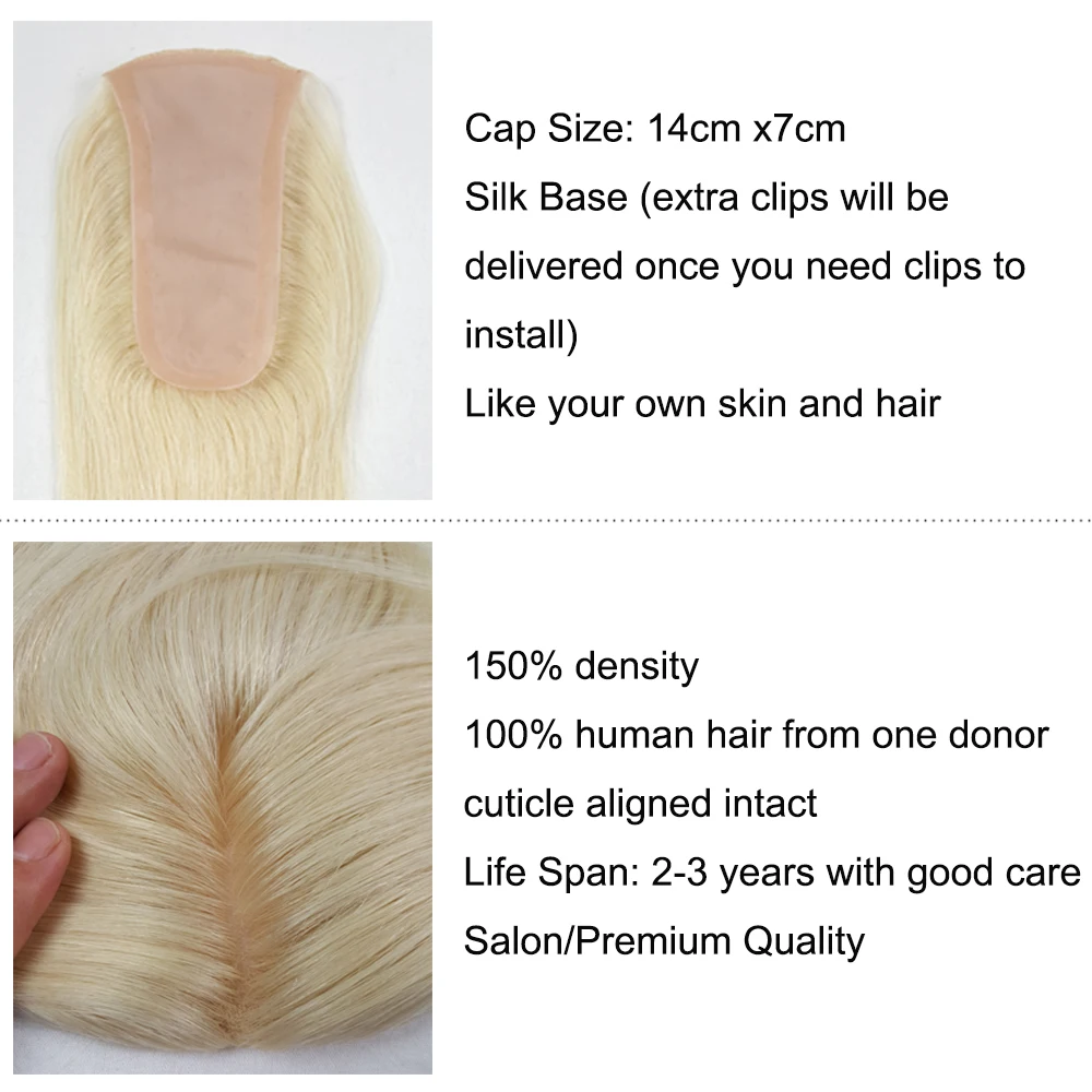 Kaufen Seide Basis Menschliches Haar Topper Blond PU 100% Reines Haar ShowCoco Slawischen Haar Stück 150% Dichte Haut Clip in Toupet haar Für Frauen
