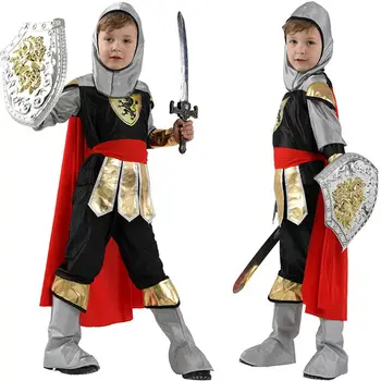 

Boys Swordsman Knight Prince Cosplays Children Halloween Rome Warrior Costumes Carnival Purim Masquerade Party Dress Anime