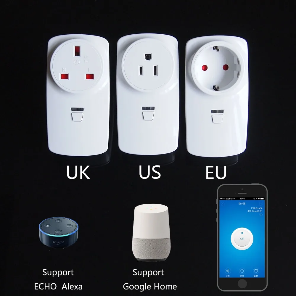 Tonbux AU/FR/EU/UK штекер Smart Wifi штекер светодиодный светильник дисплей Google Home Accept Alexa помощник Управления умная розетка