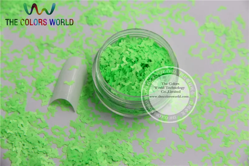 

N-1 Size :5mm Solvent Resistant Neon Green color Glitter Bat shape spangles for Nail Art and DIY supplies1pack=50g