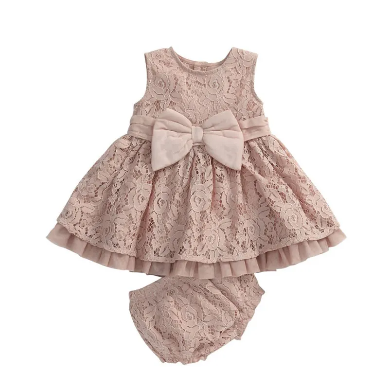 

0-3Y Kid Dresses Summer Girls Bow With Lace Suit Dress+Underwear Girls Clothes Kids Sets For Girls vetement enfant fille