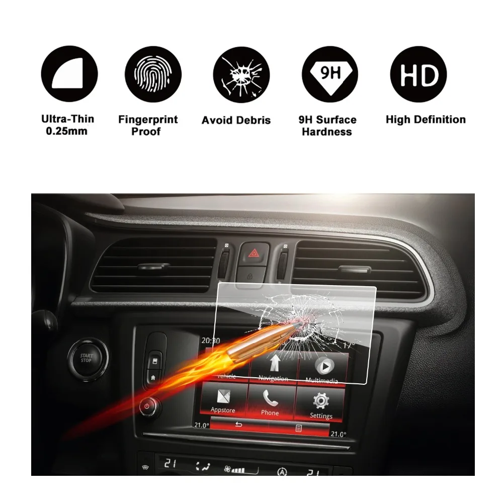 

RUIYA 9H tempered glass screen protector for Renault Kadjar R-Link 2 7inch 2018 car gps navigation touchscreen,dedicated to cars