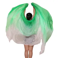 Индивидуальные 100% шелк костюм для танца живота 5 мм/8 мм 250/270*114 см градиент цвета зеленый + Светло Зеленый Белый Ручная окрашенная танец