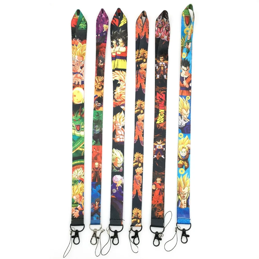 

10Pcs Japanese Anime Dragon Ball Keychains Lanyard Neck Strap for Keys Phone ID Card Cartoon Lanyard ID Badge Holder
