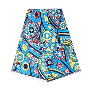 Blue Отличная африканская ткань настоящий голландский воск хлопок высокое качество Анкара печать воск ткань швейный материал для платья 6 ярдов - Цвет: Blue