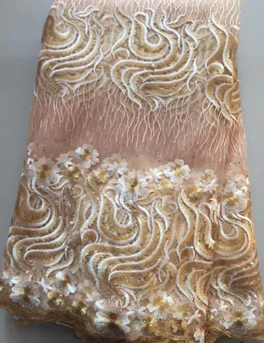 

African Tulle Lace Fabric 2019 African French Lace Fabric High Quality With Stones Nigerian Embroidery Tulle French Lace HLL3258