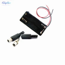 100Pcs 2xAAA Battery Case Holder Socket Wire Junction Boxes With 15cm Wires, 5.5/2.1 DC Plug
